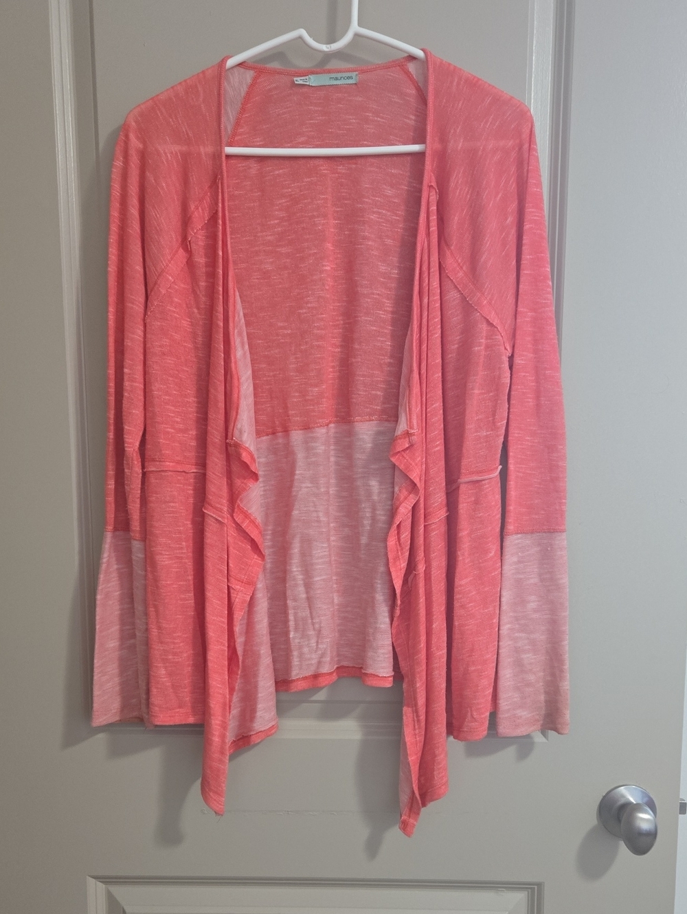 Maurices Coral-Pink Lightweight Open Drape Cardigan